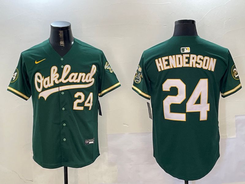 Men Oakland Athletics #24 Henderson Green Game Nike 2025 MLB Jersey style 1->oakland athletics->MLB Jersey